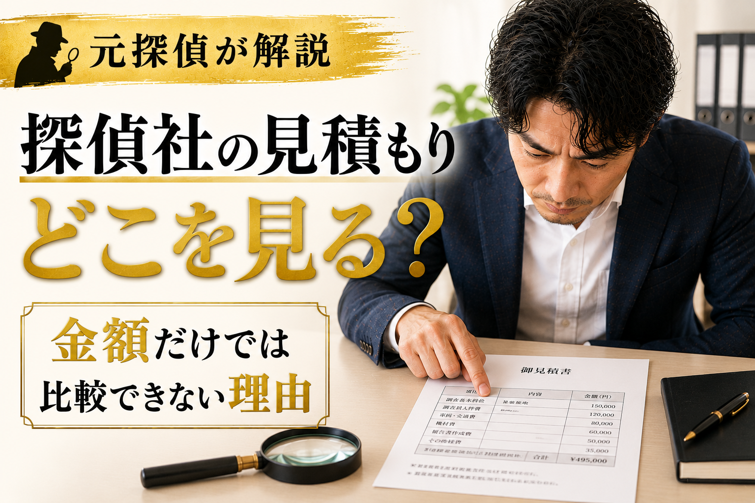 探偵社の見積もりはどこを見る?|金額だけでは比較できない理由