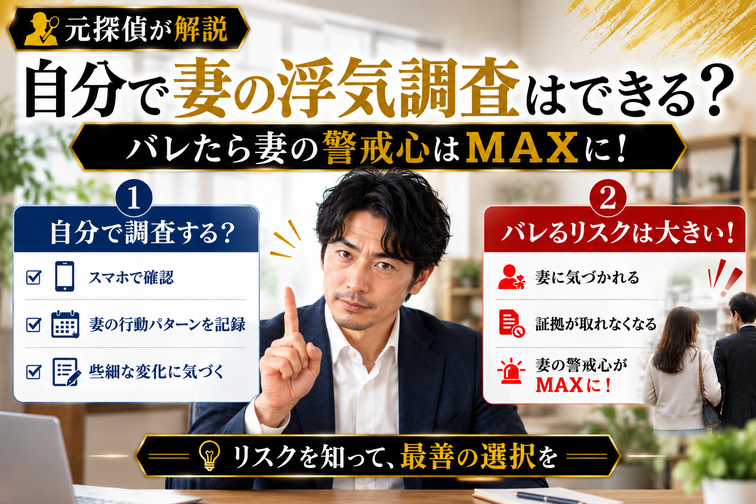 自分で妻の浮気調査はできる?|バレたら妻の警戒心はMAXに!