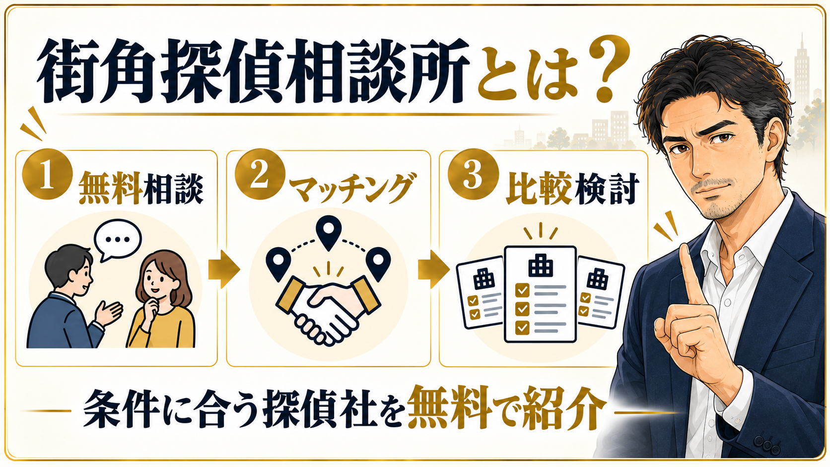 妻の浮気調査で条件に合う探偵社を紹介してもらえる街角探偵相談所